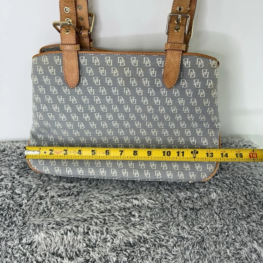 Dooney & Bourke Purse Canvas with Leather Trim Double Handle (Needs Zipper Pull)